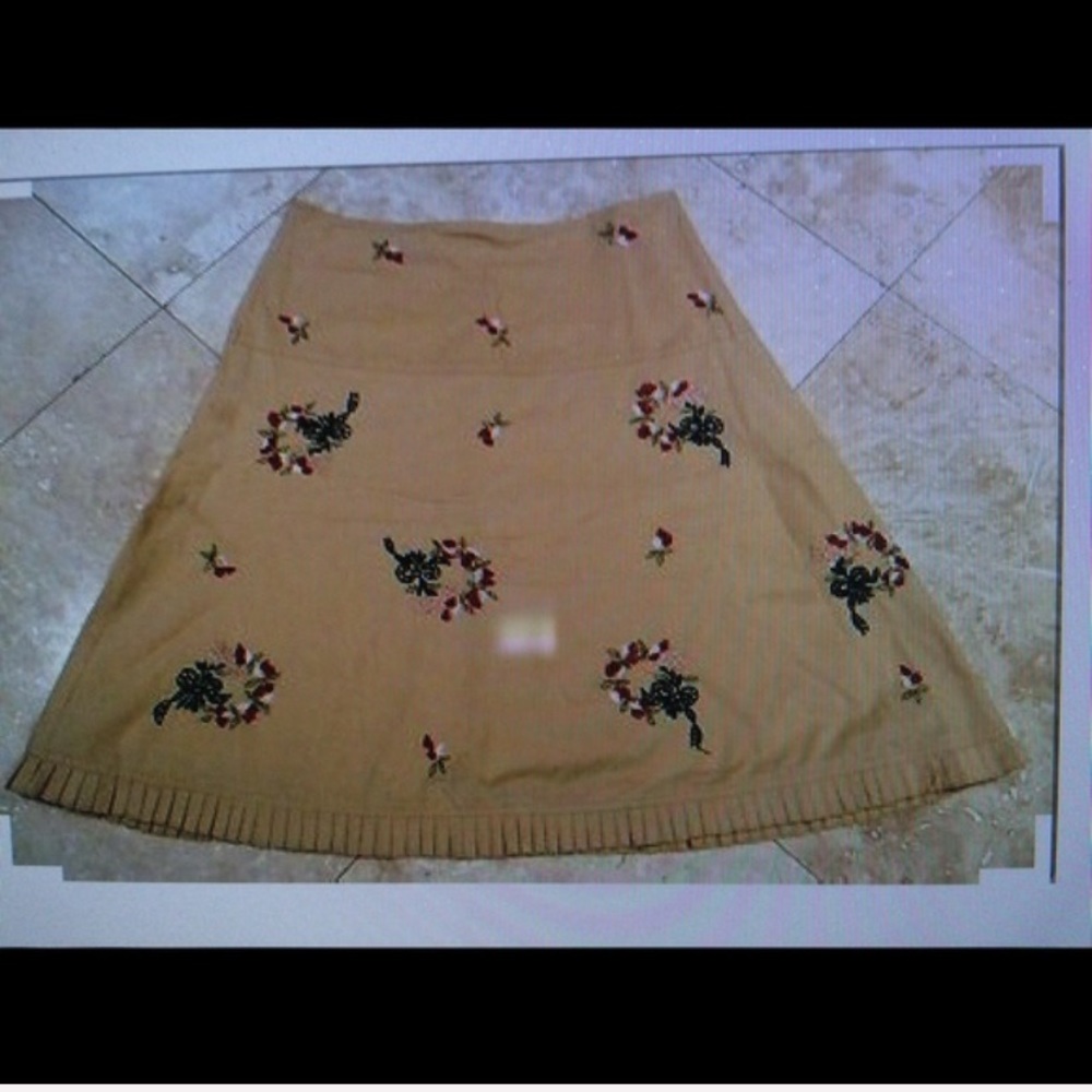 vintage Anthropologie Odillie skirt embroidery XS cottage core feminine holiday